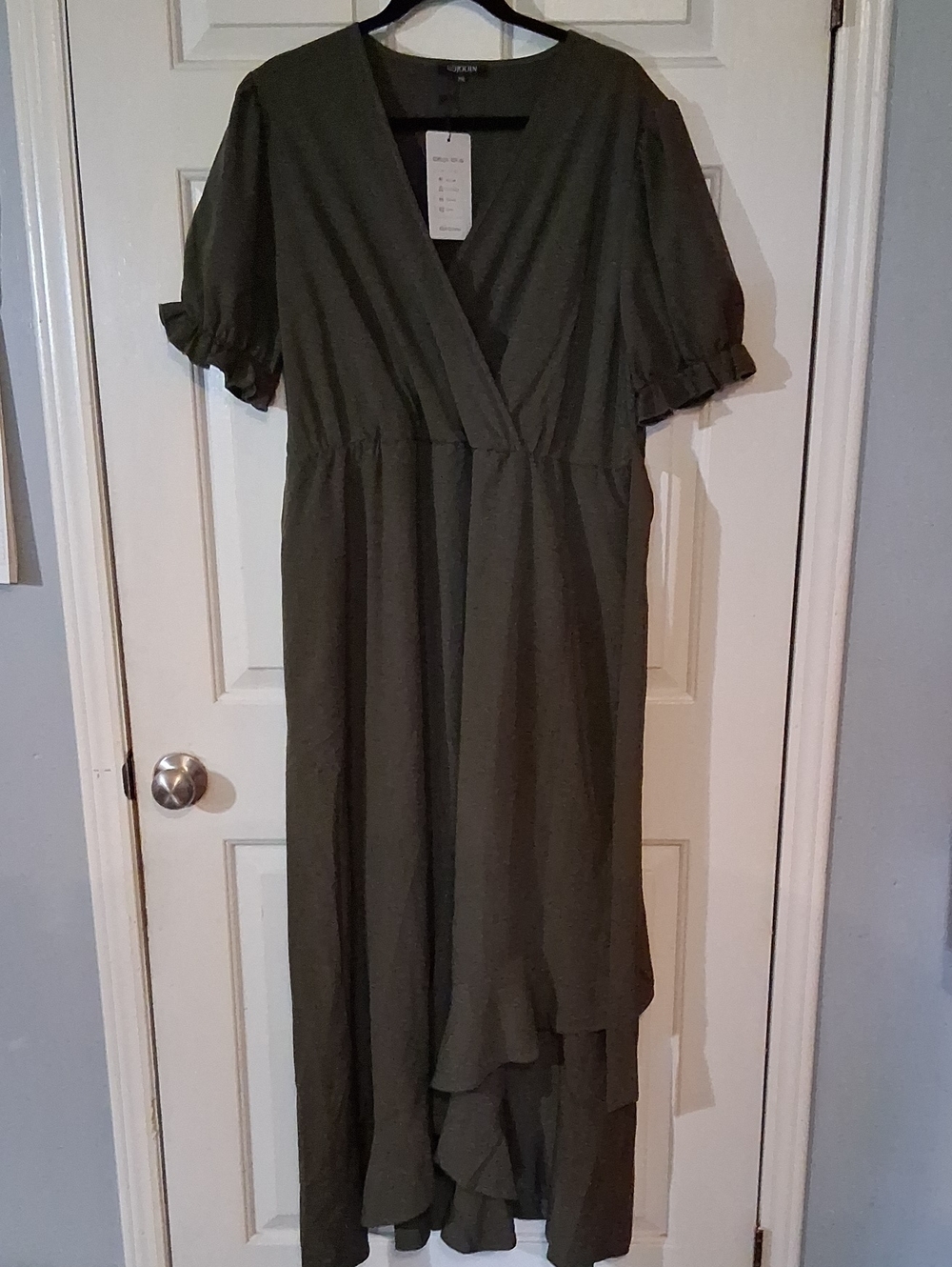 Cotton On Olive Ruffle-Hem Maxi Wrap Dress